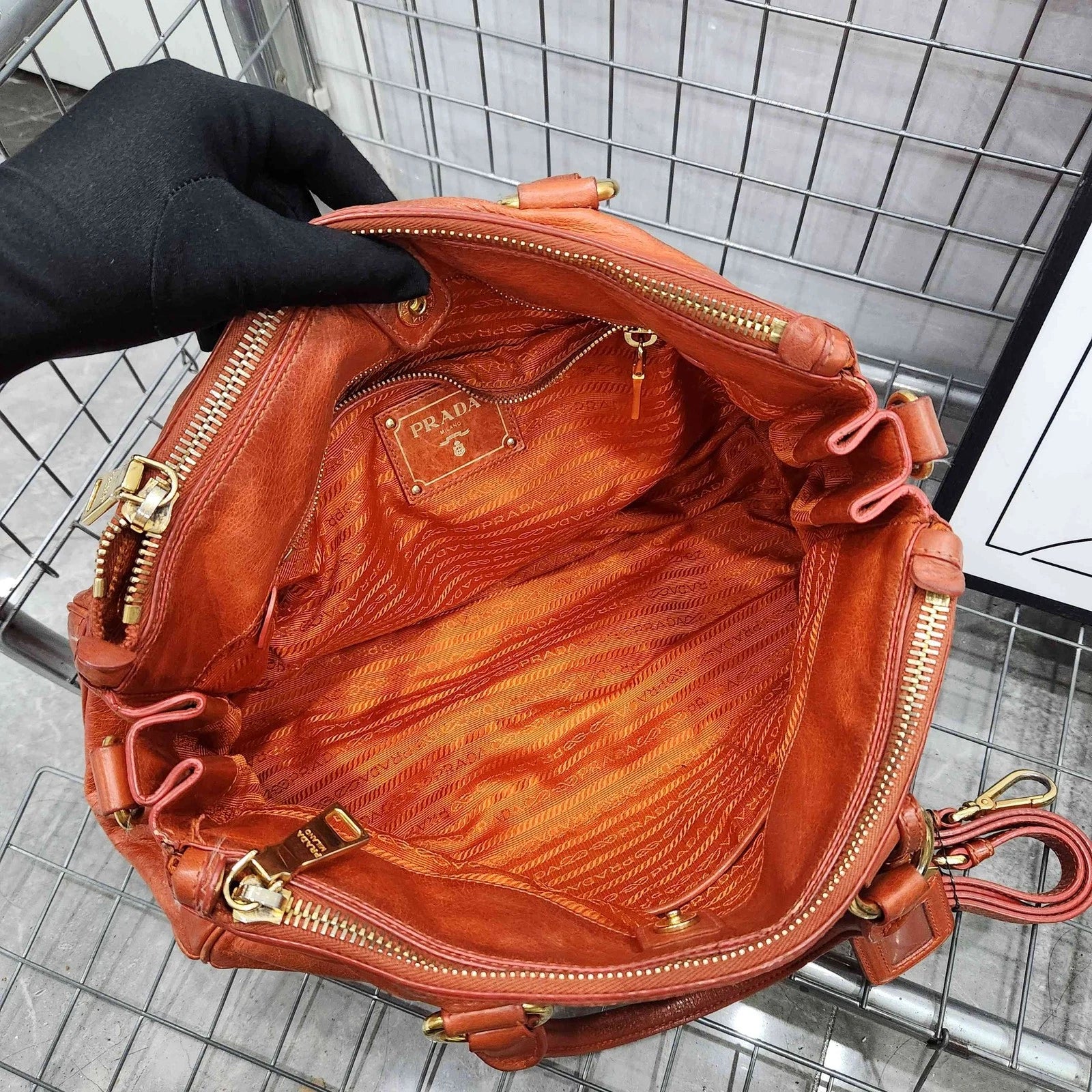 PRADA Orange Tote Handbag Shoulder Crossbody For Women