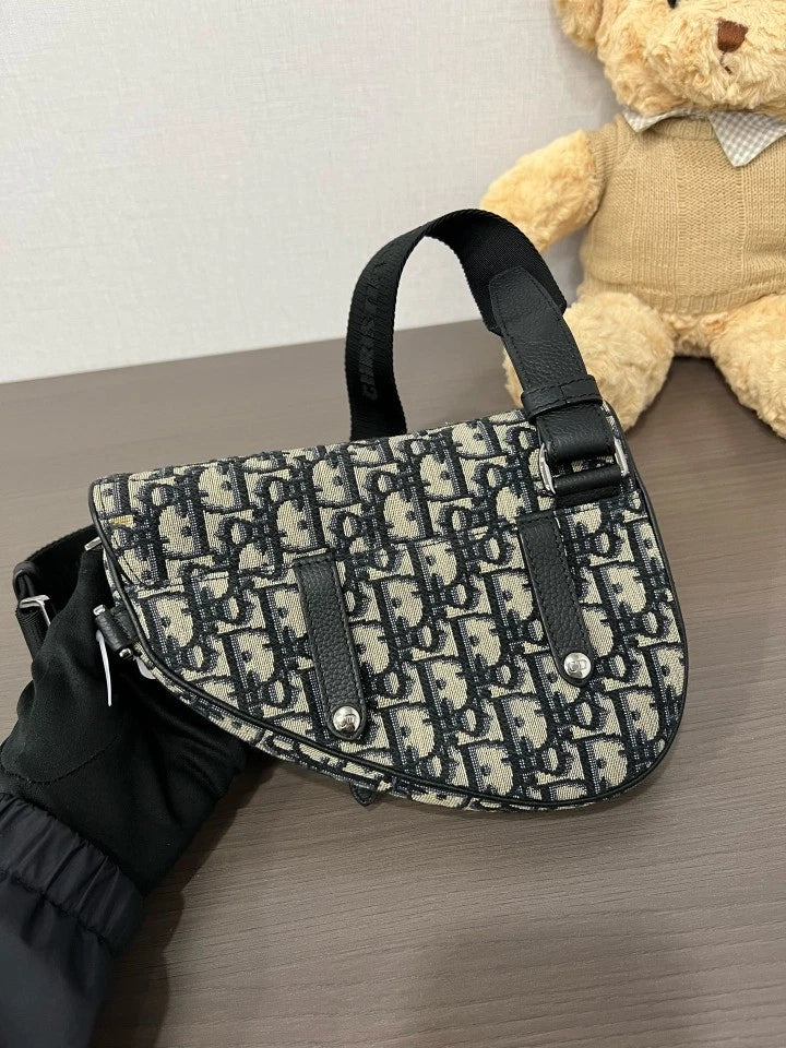 Dior Monogram Canvas Small Saddle Crossbody Bag For Unisex