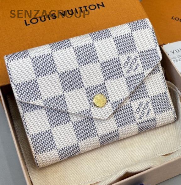 Louis Vuitton Damier Wallet White Pink Gold Used Women Classic Designer