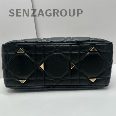 Dior Lady Dior Medium Black Gold Cannage Shoulder Handbag Classic