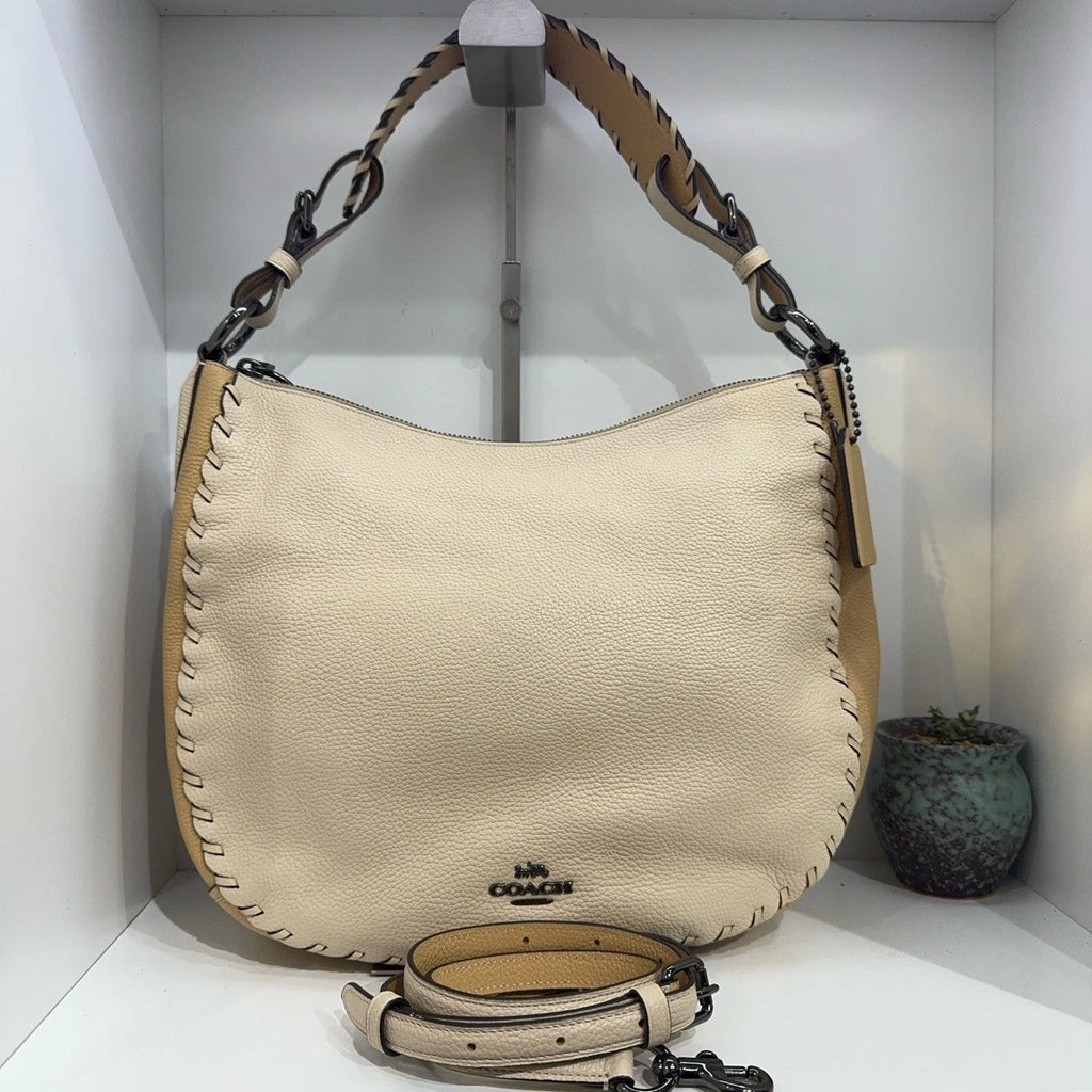 COACH Leather Colorblock Saddle Half-moon Shoulder Crossbody Bag For Women