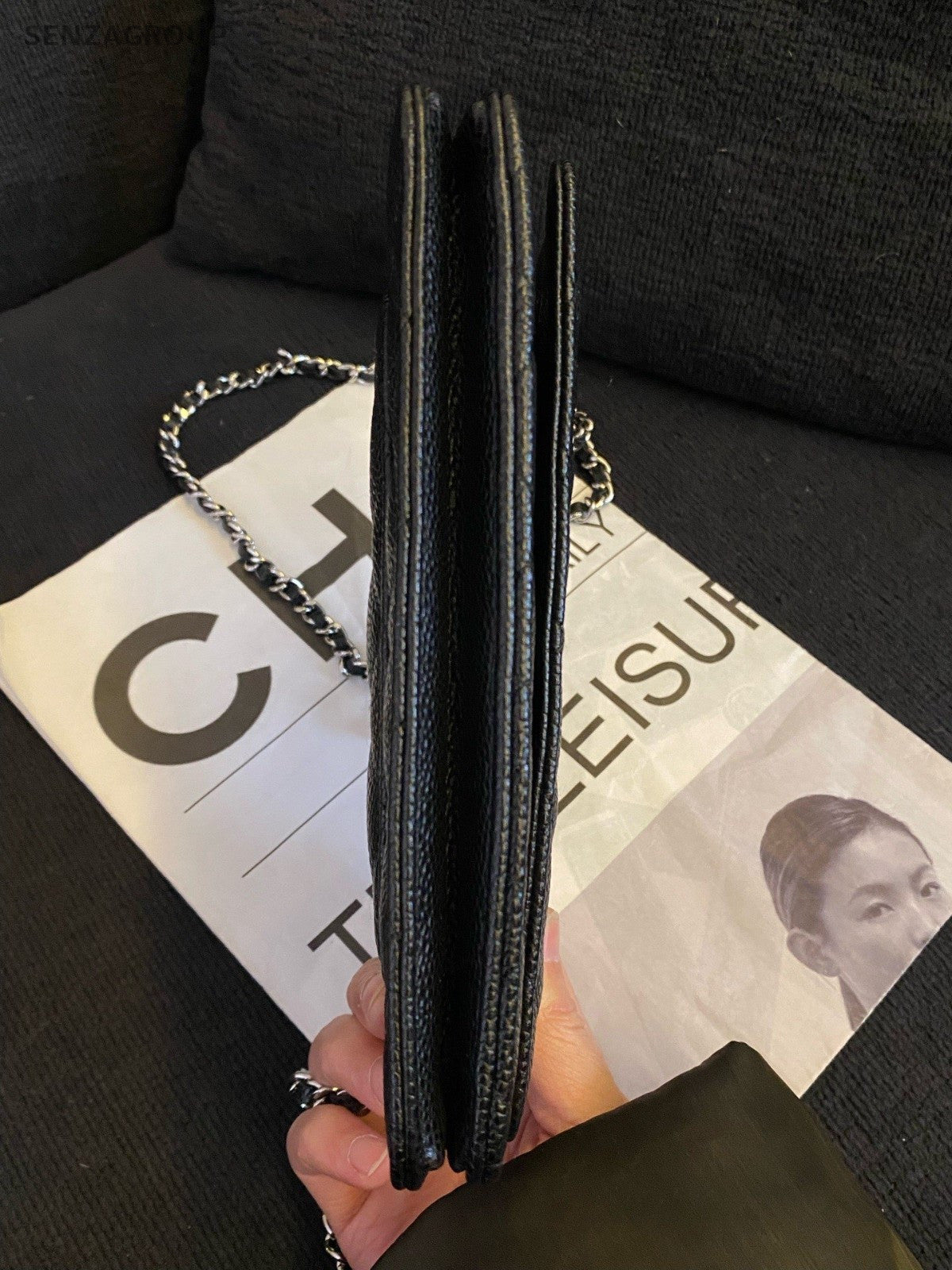 Chanel WOC Chain Diamond Shoulder Bag Crossbody Black Silver Women Classic