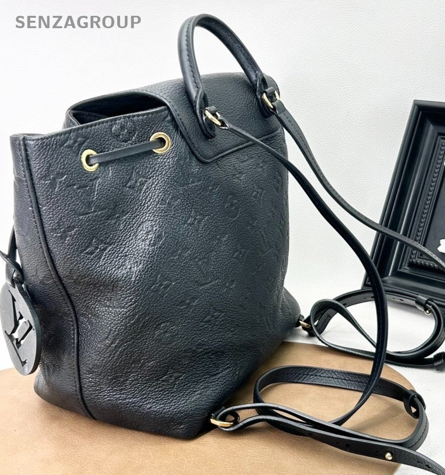 Louis Vuitton Montsouris Empreinte Leather Backpack Shoulder Black