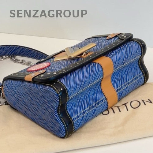 Louis Vuitton Twist PM Chain Epi Shoulder Bag Crossbody Blue Silver Women