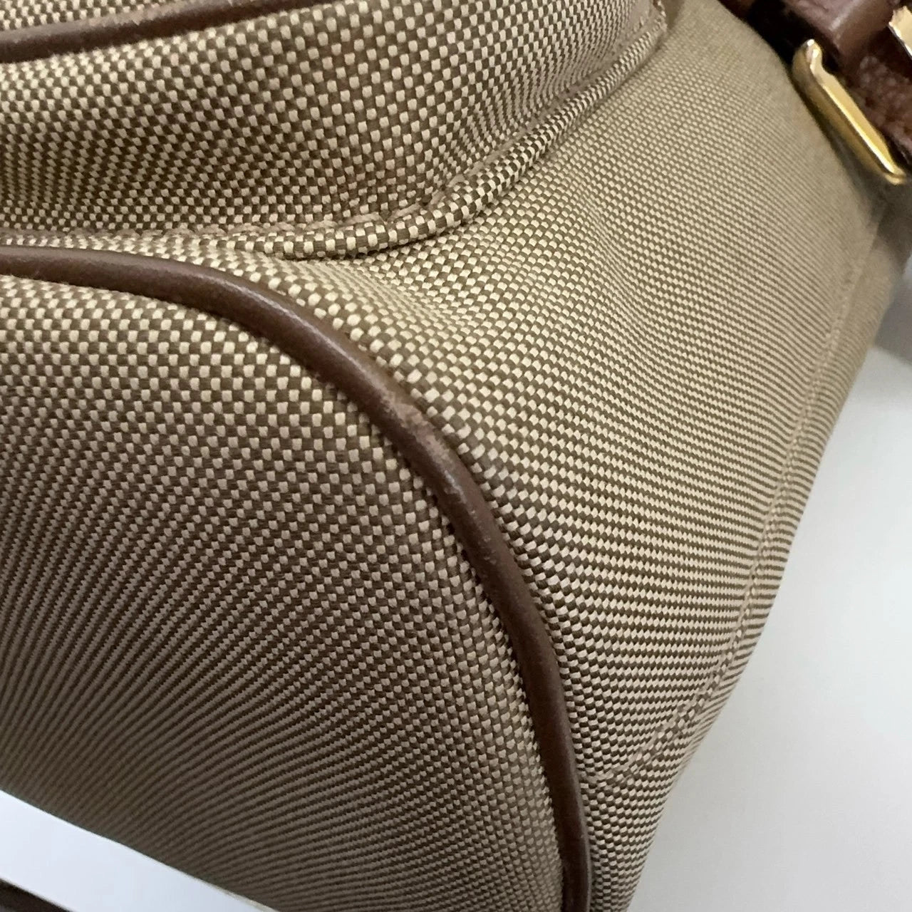 PRADA Canvas Leather Drawstring Bucket Shoulder Crossbody Bag For Women