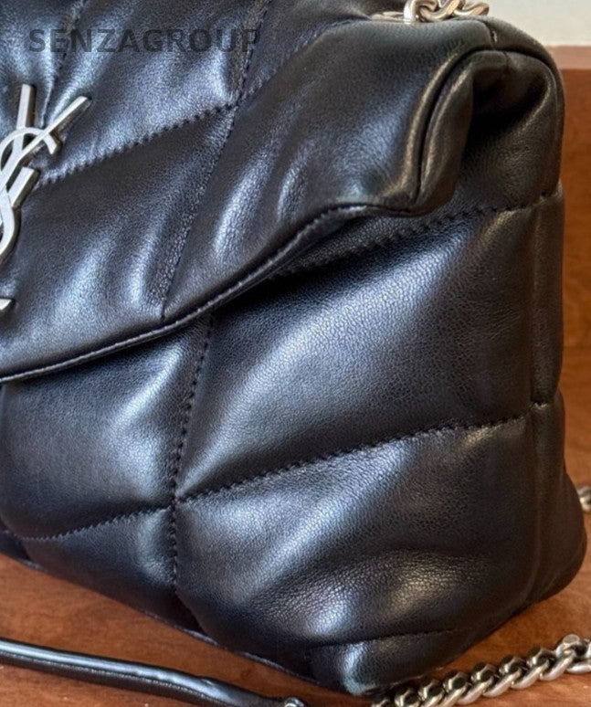 Saint Laurent Mini Chain Shoulder Bag Crossbody Black Silver Used Women Classic