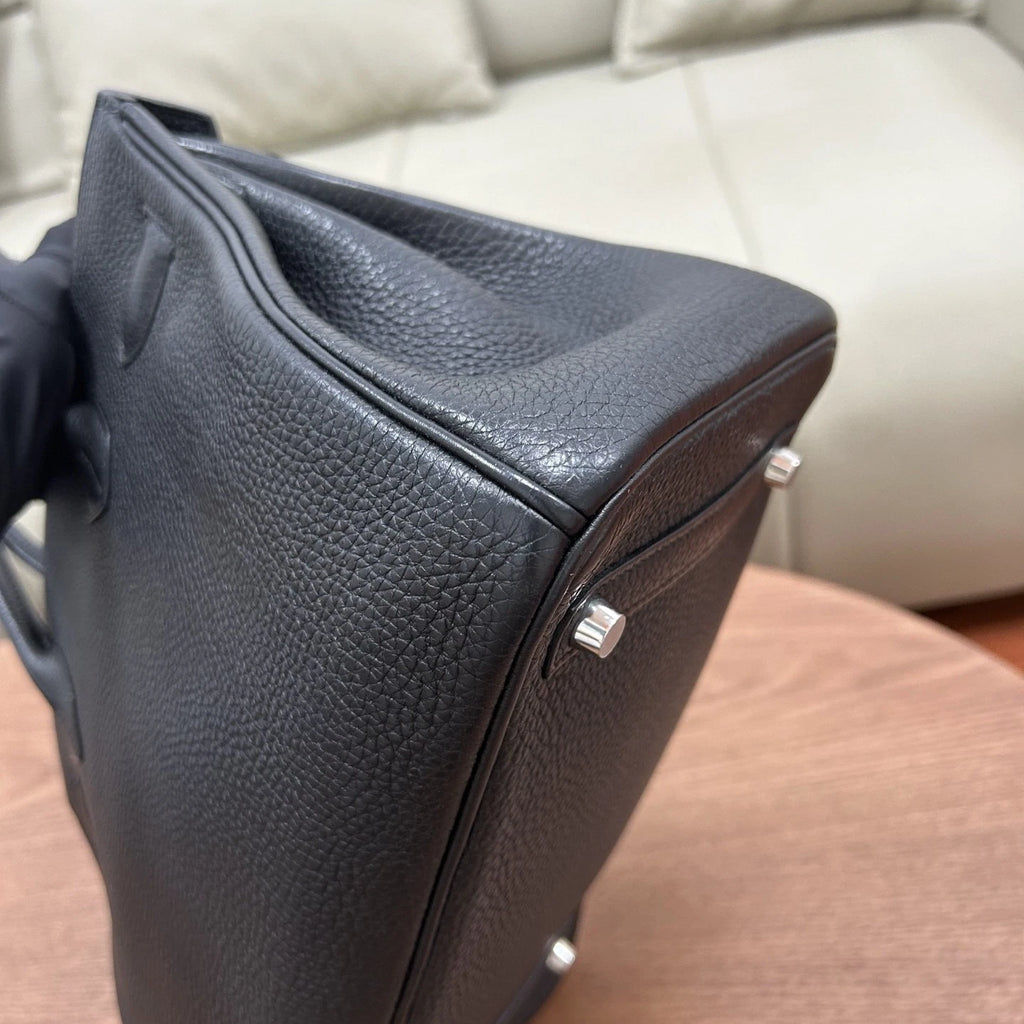 Authentic Hermes Birkin 30 Tote Togo Top Handle Bag Black Silver Hardware