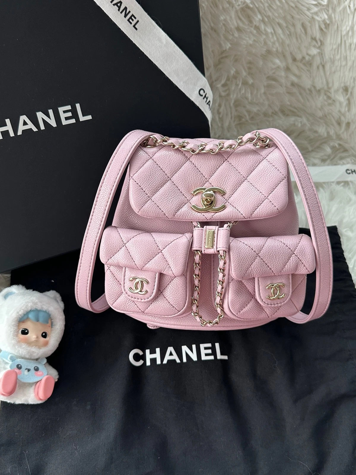CHANEL Duma Small Calfskin Pink Backpack For Women