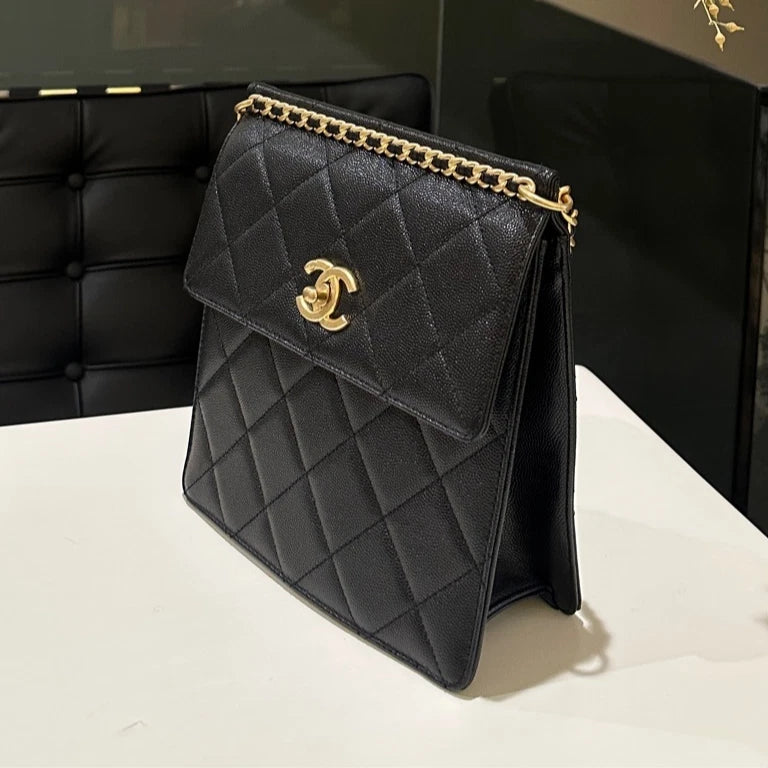 Authentic CHANEL Black Calfskin Backpack