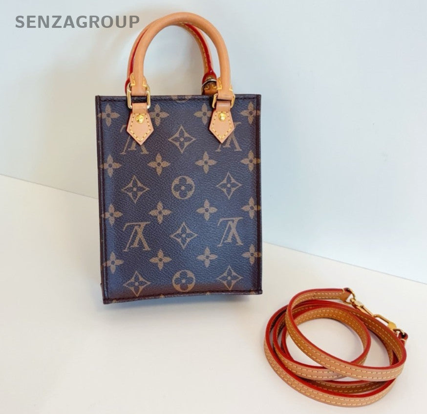 Louis Vuitton Tote Mini Monogram Canvas Top Handle Bag Crossbody Brown Women