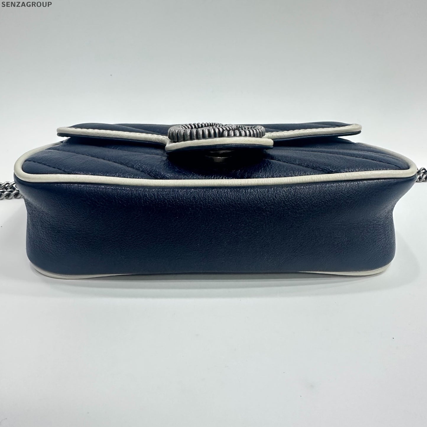 Gucci Marmont Mini Bag Blue White Chain Shoulder Crossbody Classic Women