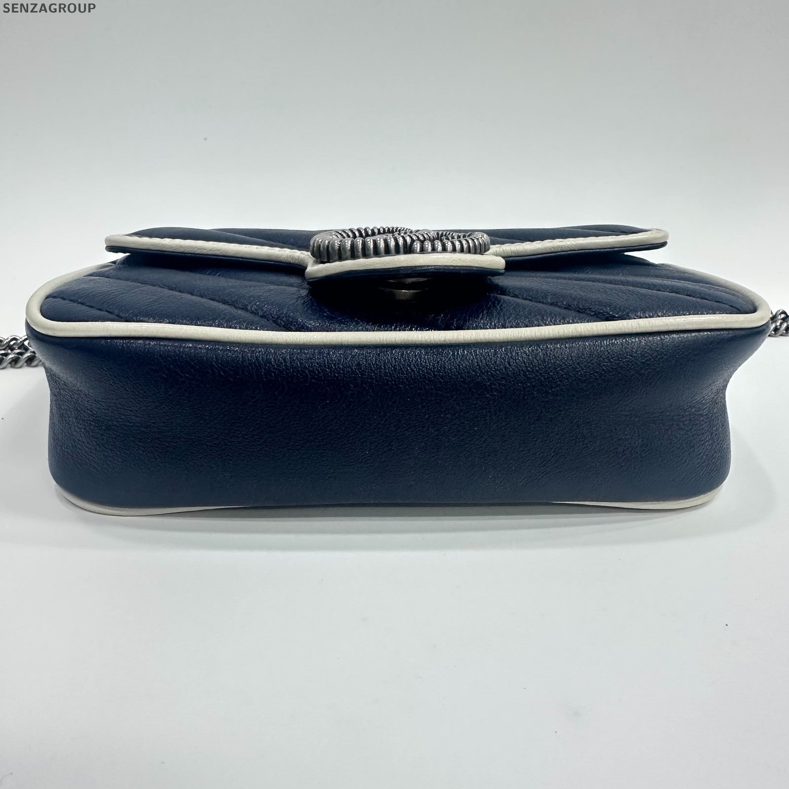 Gucci Marmont Mini Bag Blue White Chain Shoulder Crossbody Classic Women