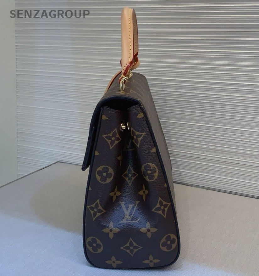 Louis Vuitton Cluny BB Monogram Top Handle Bag Crossbody Brown Gold Women