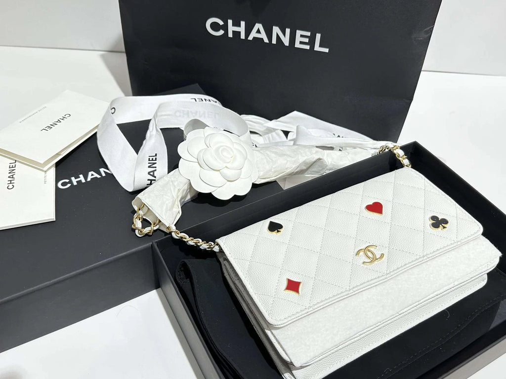 CHANEL White Leather WOC Crossbody Bag For Women