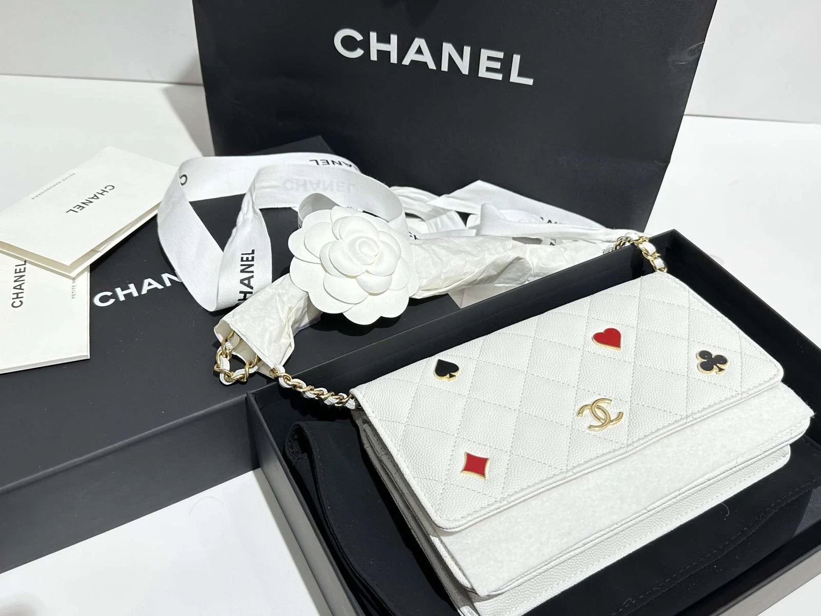 CHANEL White Leather WOC Crossbody Bag For Women