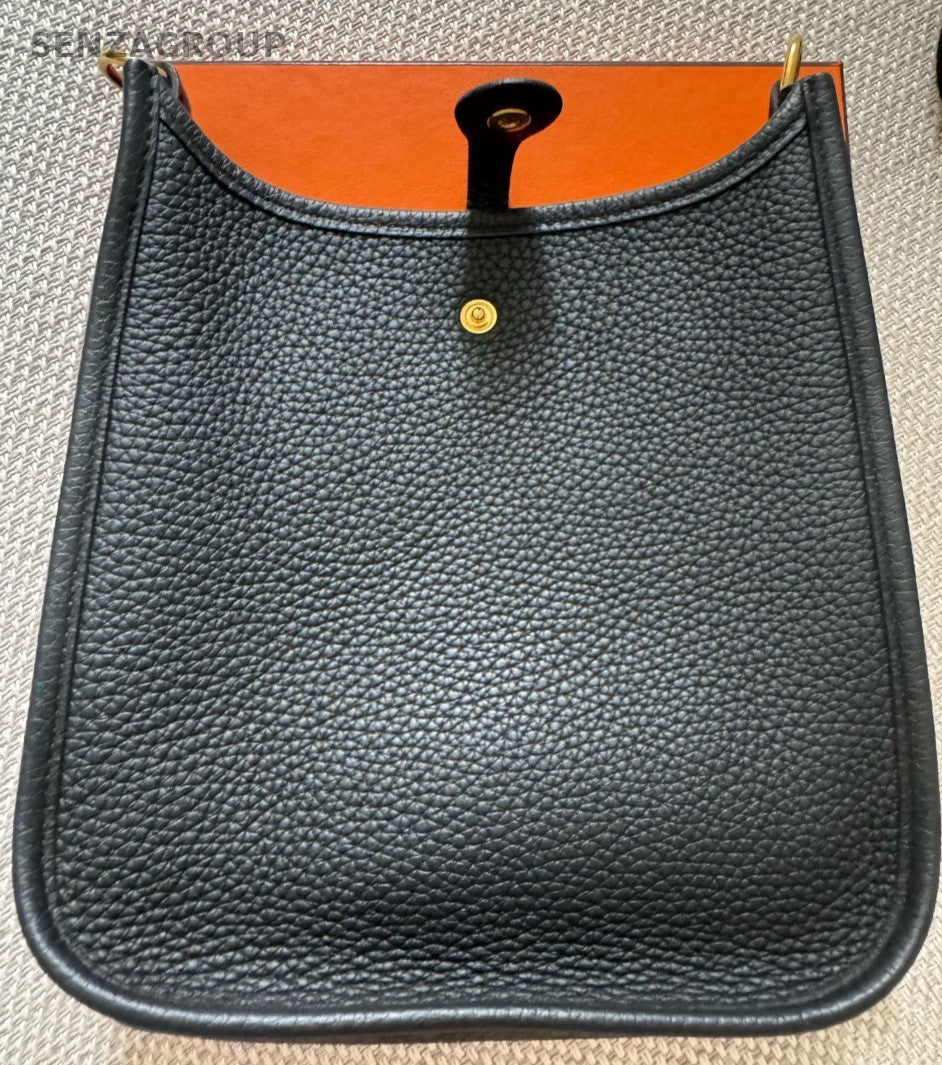 HERMES Evelyne TPM Mini Shoulder Bag Crossbody Black Gold Used Women Classic