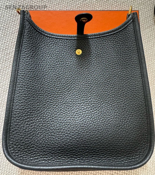 HERMES Evelyne TPM Mini Shoulder Bag Crossbody Black Gold Used Women Classic