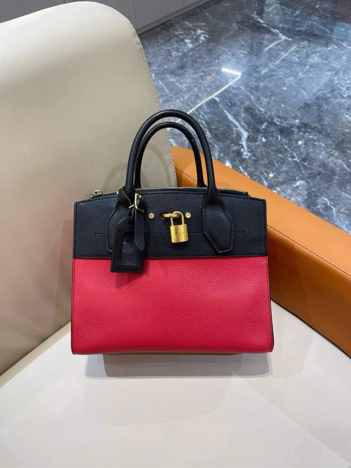 Louis Vuitton City Steamer Small Grain Leather Handbag For Women