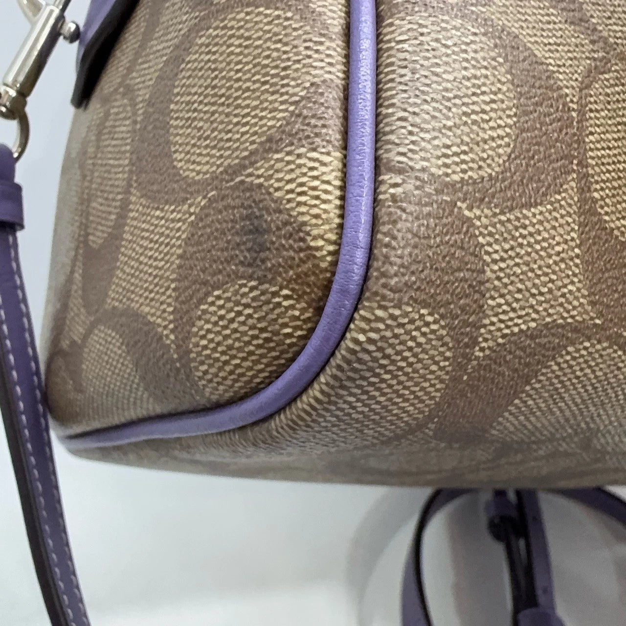 COACH Bennett 23 Boston Handbag Shoulder Crossbody Women Brown Purple