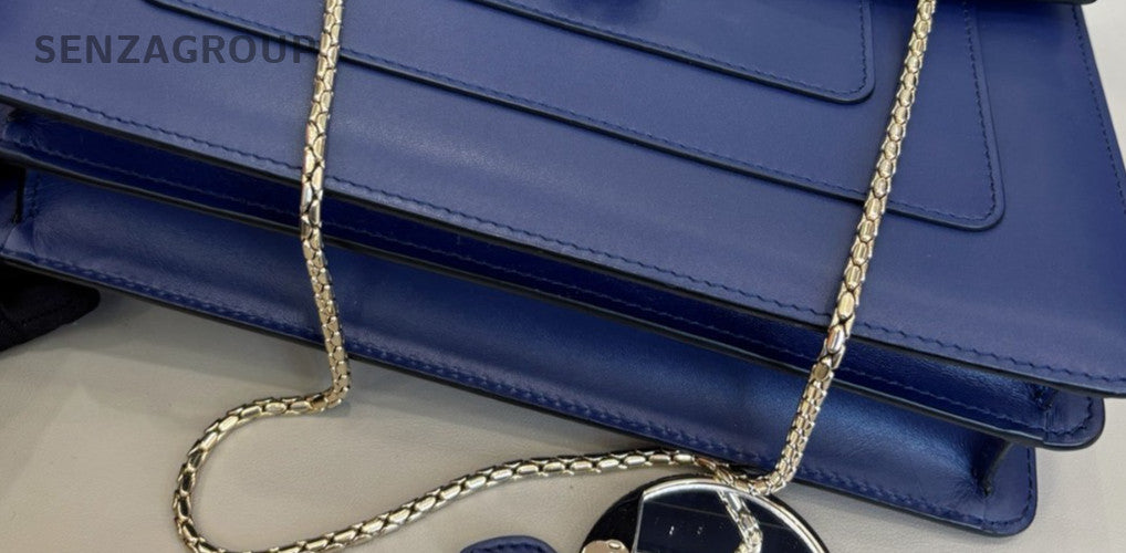 Bvlgari Serpenti Forever MM Chain Shoulder Bag Blue Gold Used Women Designer
