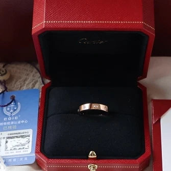 Excellent Cartier Love Small Band Ring 18k Rose Gold 8P Diamonds EU56/US7.5