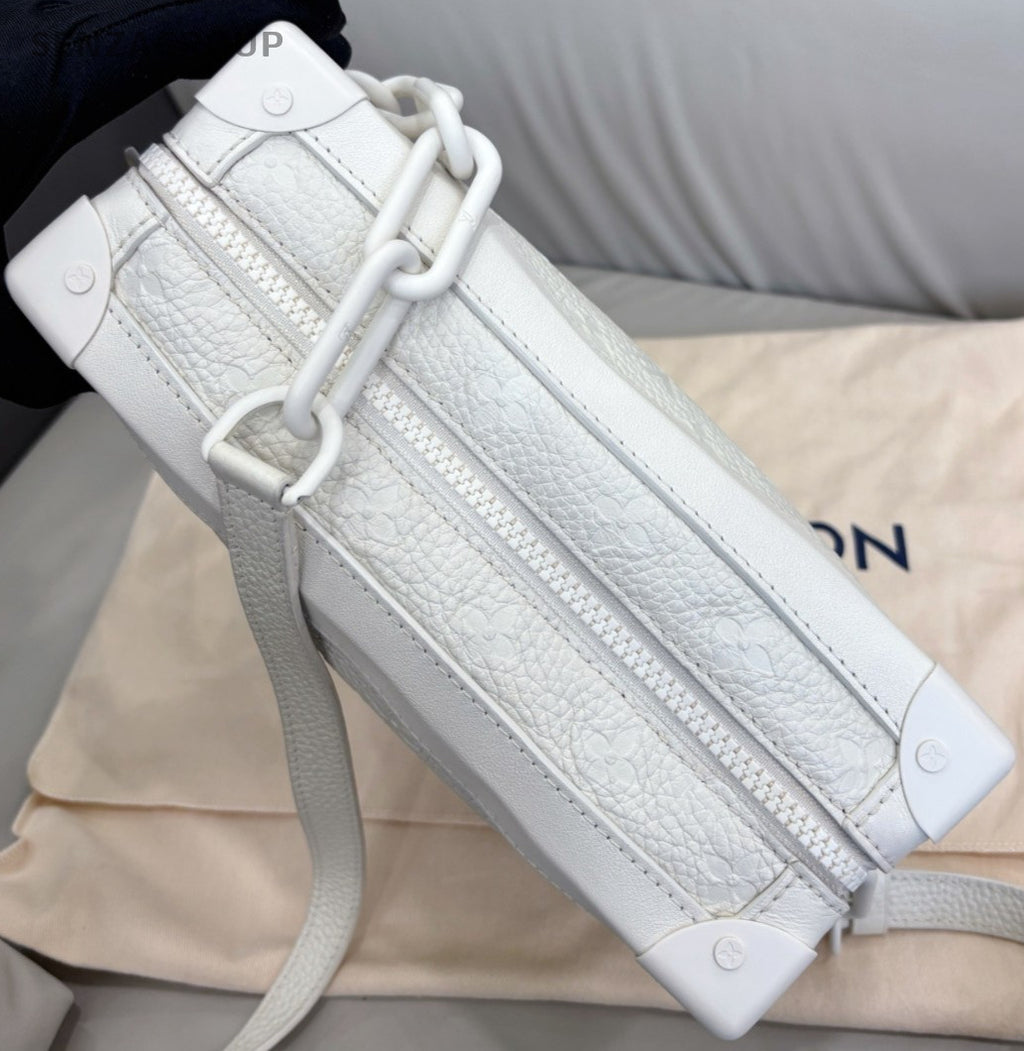 Louis Vuitton Soft Trunk Calfskin Shoulder Crossbody Box Bag White Women