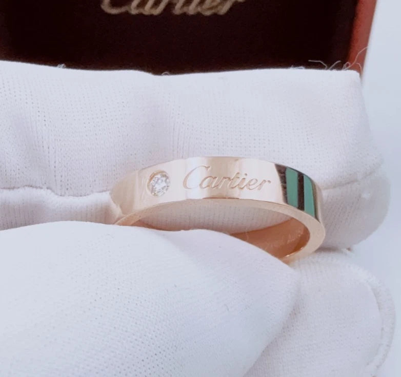 Cartier C DE Cartier 18k Rose Gold Band Ring with 1 Diamond EU56/US7.5