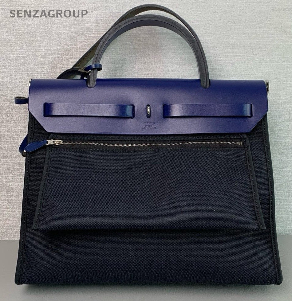 Hermes Herbag31 Top Handle 2way Shoulder Handbag Canvas Black Women