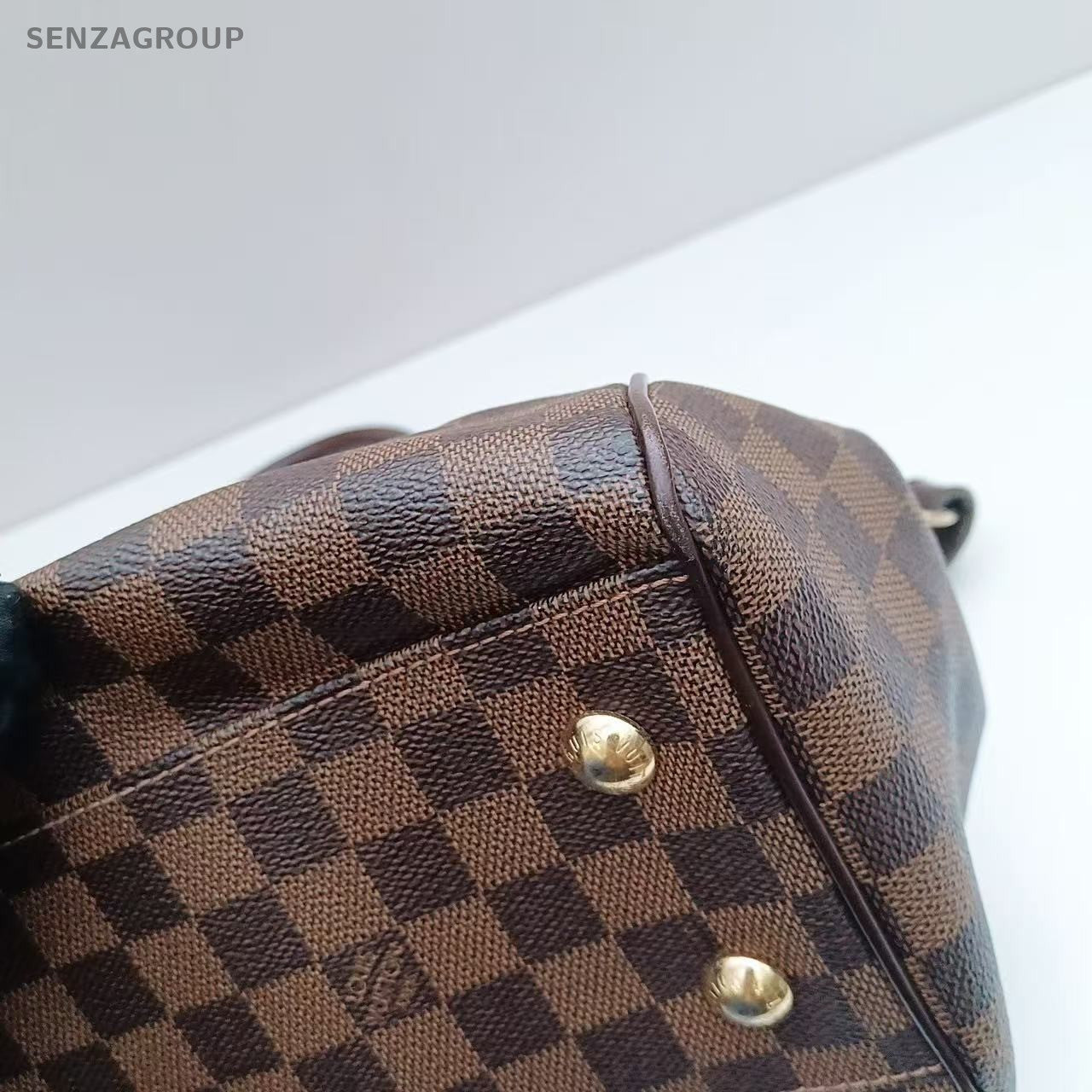 Louis Vuitton Trevi Damier Ebene Top Handle Shoulder Tote Brown Women Classic