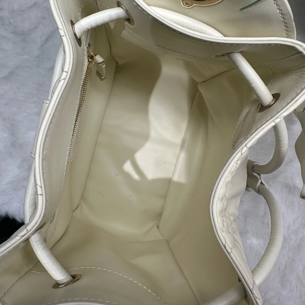 Dior D-Motion White Lambskin Bucket Shoulder Crossbody Bag For Women