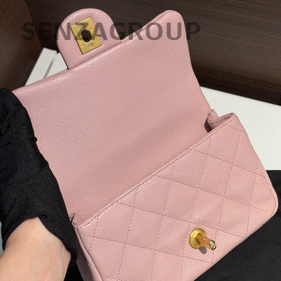 Chanel CF Pink Gold Hardware Calfskin Chain Shoulder Crossbody Bag