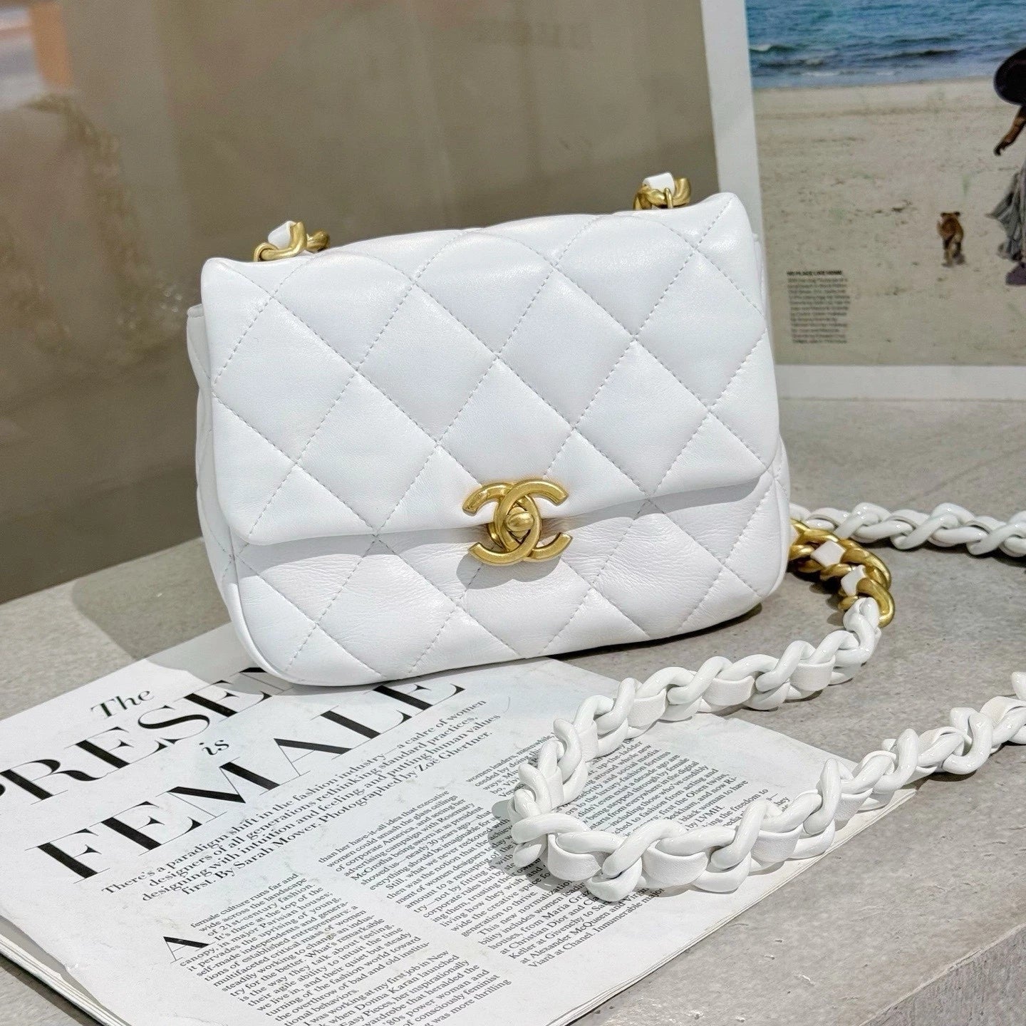 CHANEL White Mini Square Crossbody Bag For Women