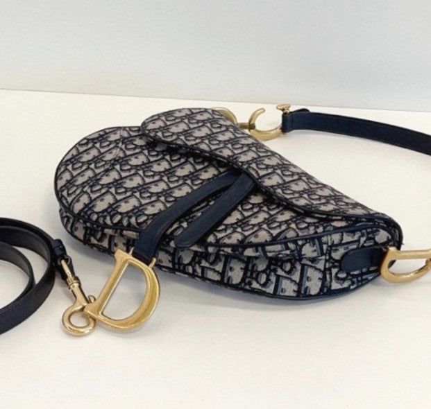 Christian Dior Saddle MM Oblique Top Handle Shoulder Bag Crossbody Used  Women