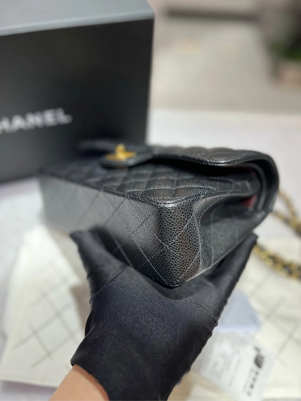 CHANEL CF Small Black Leather Shoulder Bag For Women