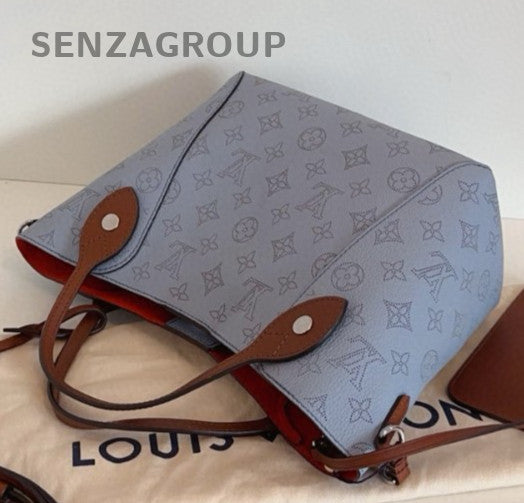Louis Vuitton Hina PM Monogram Tote Top Handle Bag Crossbody Blue Silver Women