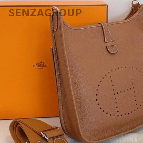 HERMES Evelyne TPM Shoulder Bag Crossbody Brown Gold Used Women Classic
