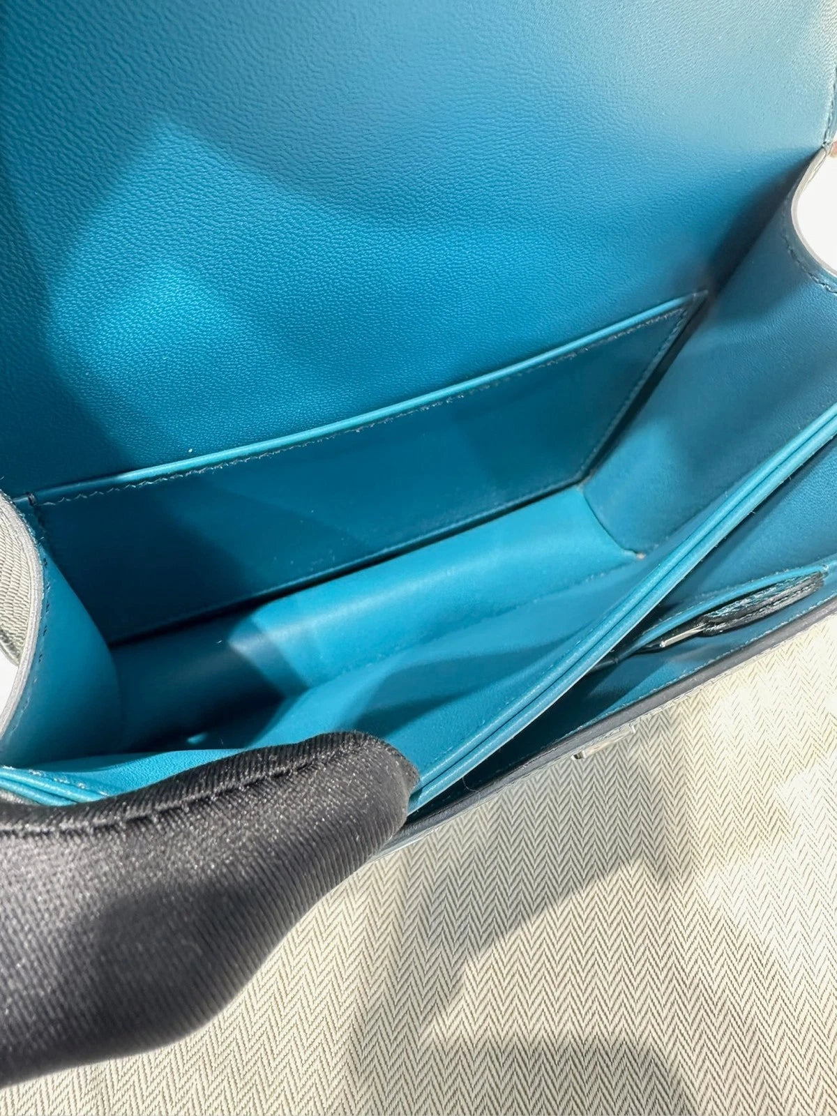 Hermes Constance 19 Blue Lizard Leather Shoulder Bag For Women