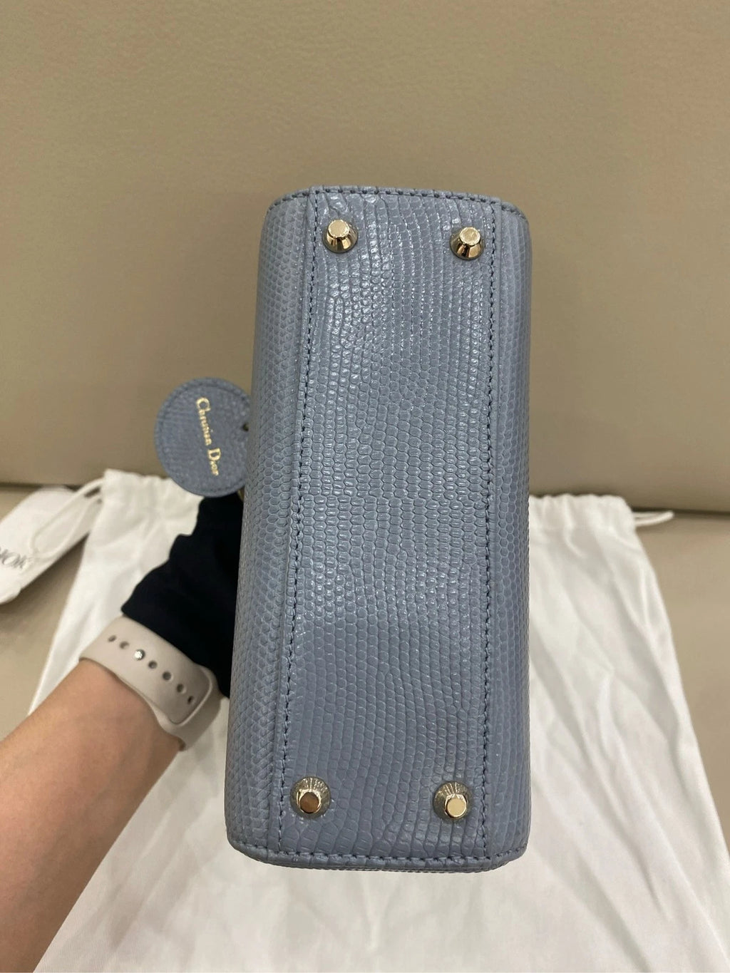 Dior Lady Dior Blue Crossbody Top Handle Excellent