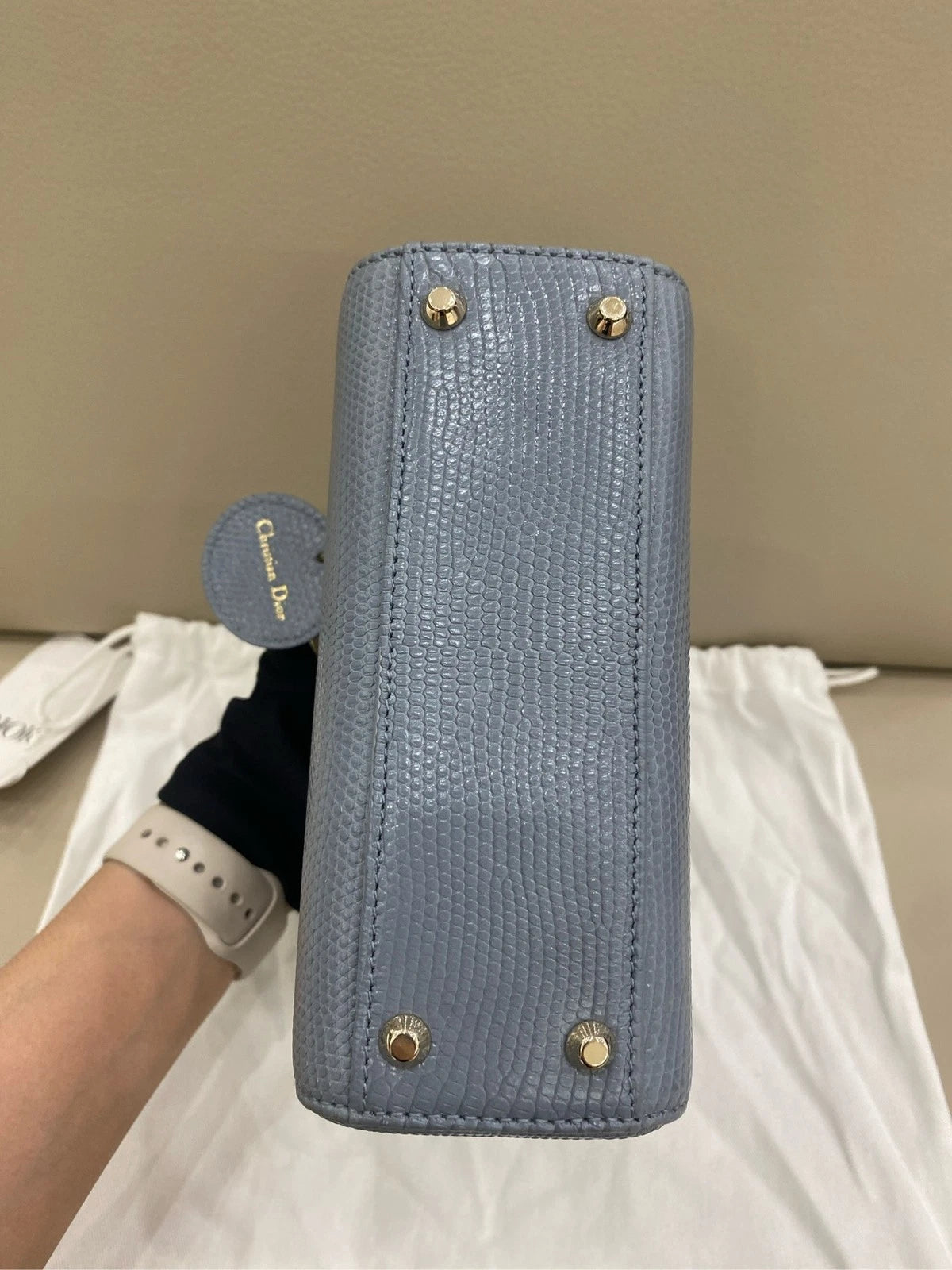 Dior Lady Dior Blue Crossbody Top Handle Excellent