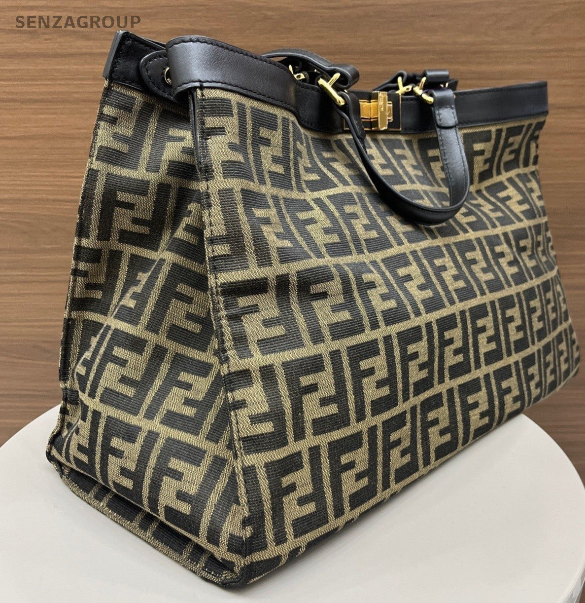 Fendi Peekaboo Tote Handbag Crossbody Brown Black Gold Women Classic