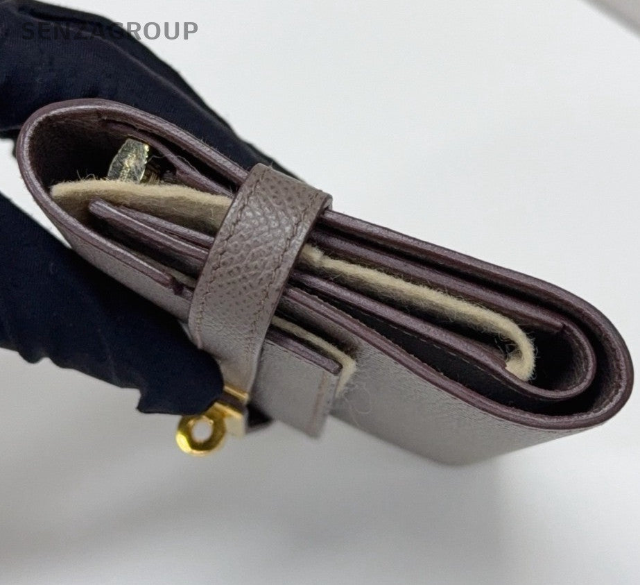 Hermes Kelly Medium Wallet Togo Leather Gray Gold Women Classic Fashion