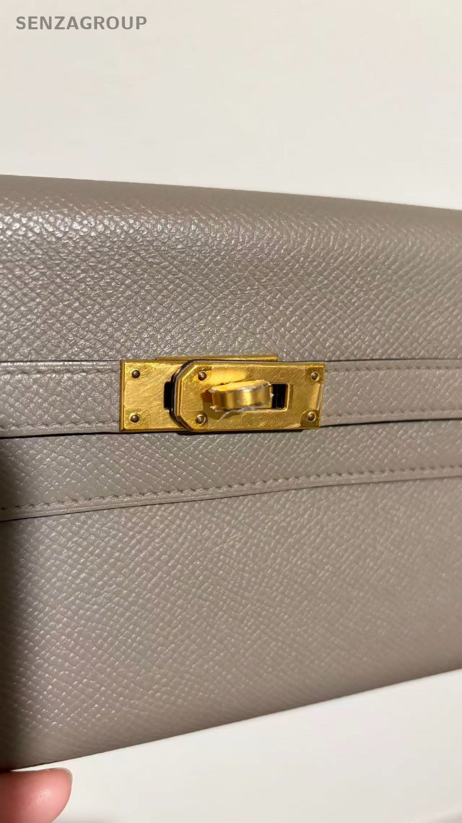 Hermes Kelly Long Wallet Epsom Leather Gray Gold Women