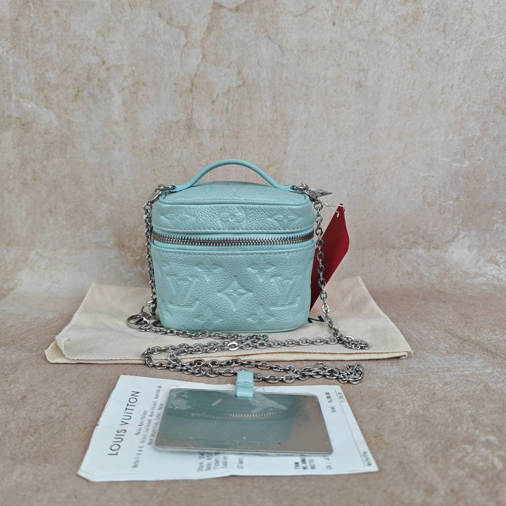 Louis Vuitton Vanity Leather Green Handbag Chain Bag Excellent