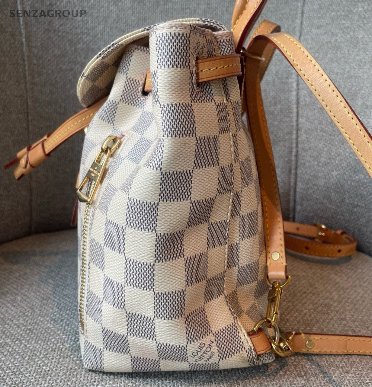 Louis Vuitton Sperone Mini Backpack White Gold Used Women Classic Fashion