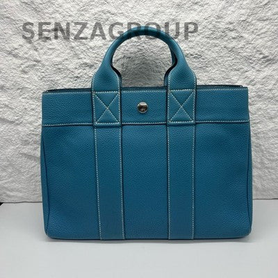 Vintage Hermès Togo Blue Tote Bag Women's Briefcase Silver Hardware
