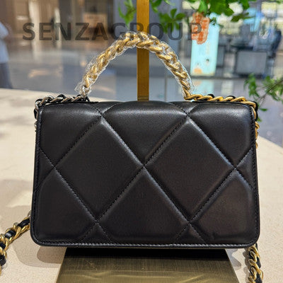 Chanel 19 Bag WOC Black Gold Lambskin Chain Shoulder Crossbody Bag