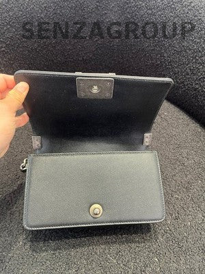 Chanel Black Silver Calfskin Le Boy Small Crossbody Shoulder Bag Classic