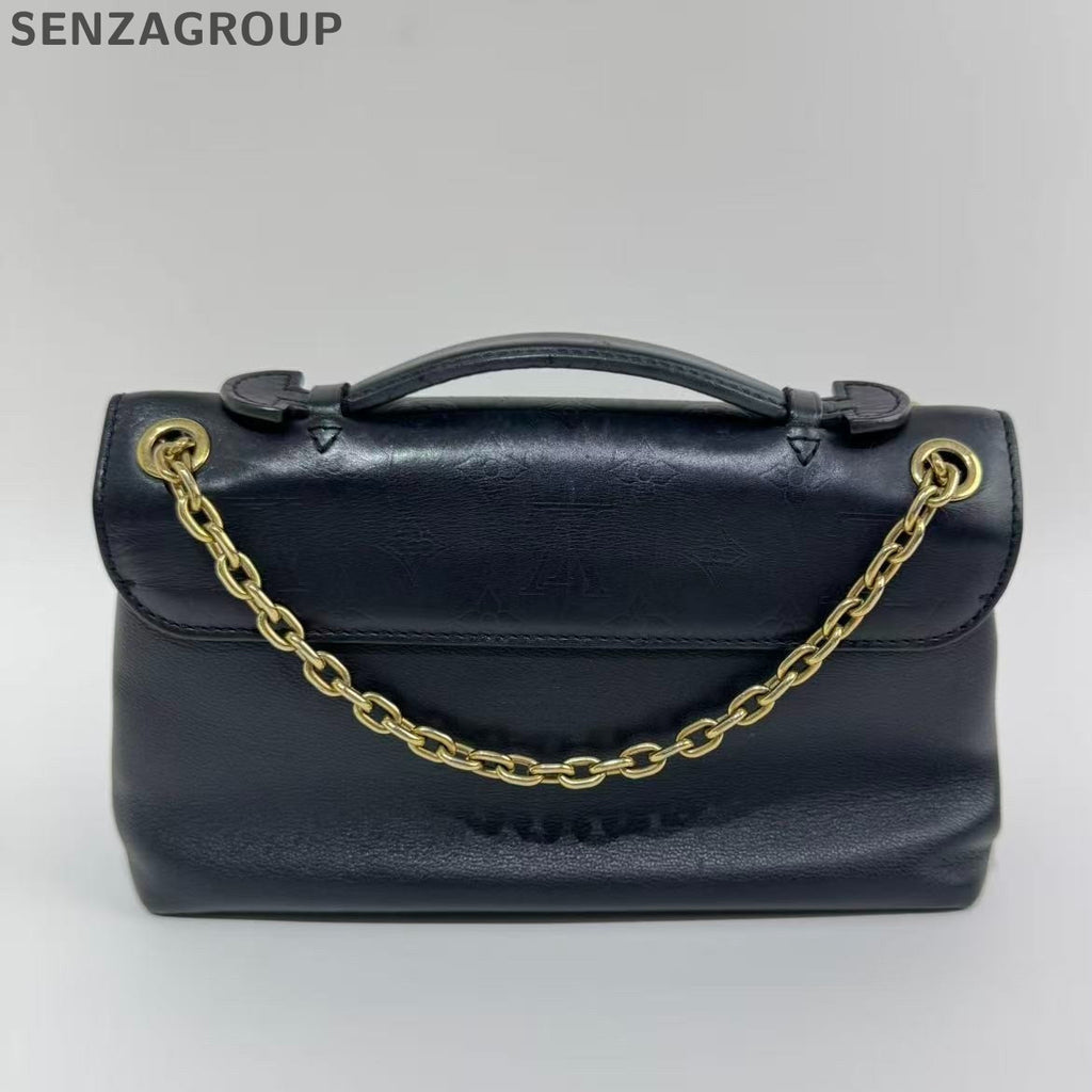 Louis Vuitton Very Chain Leather Black Gold Shoulder Crossbody Bag Women Classic