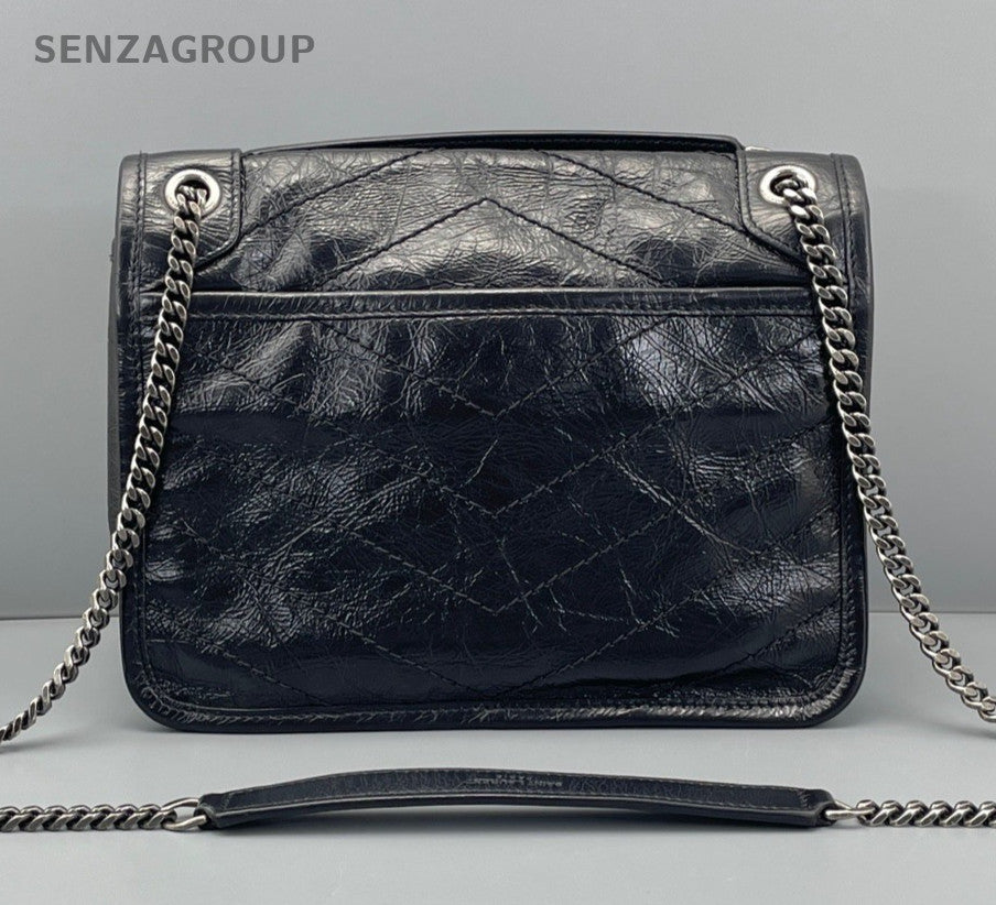 Saint Laurent Niki PM Chain Shoulder Bag Crossbody Black Silver Women Classic