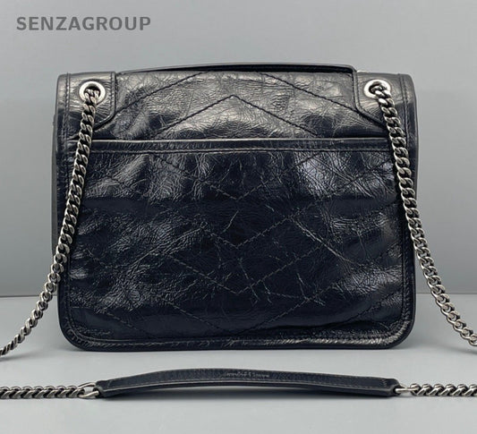 Saint Laurent Niki PM Chain Shoulder Bag Crossbody Black Silver Women Classic